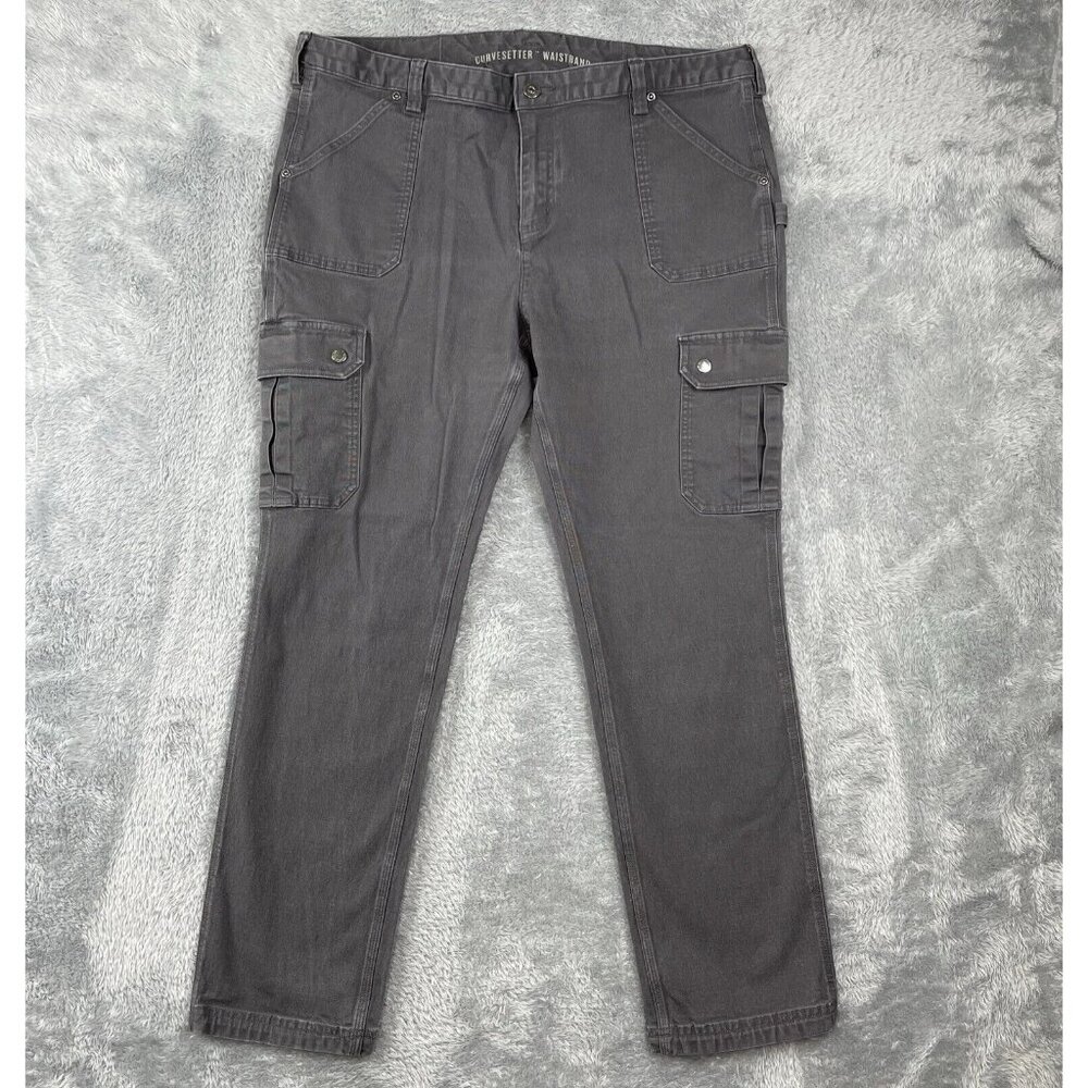 Duluth Trading Cargo Pants Women's size 6x31 Gray Curvesetter Waistband Stretch
